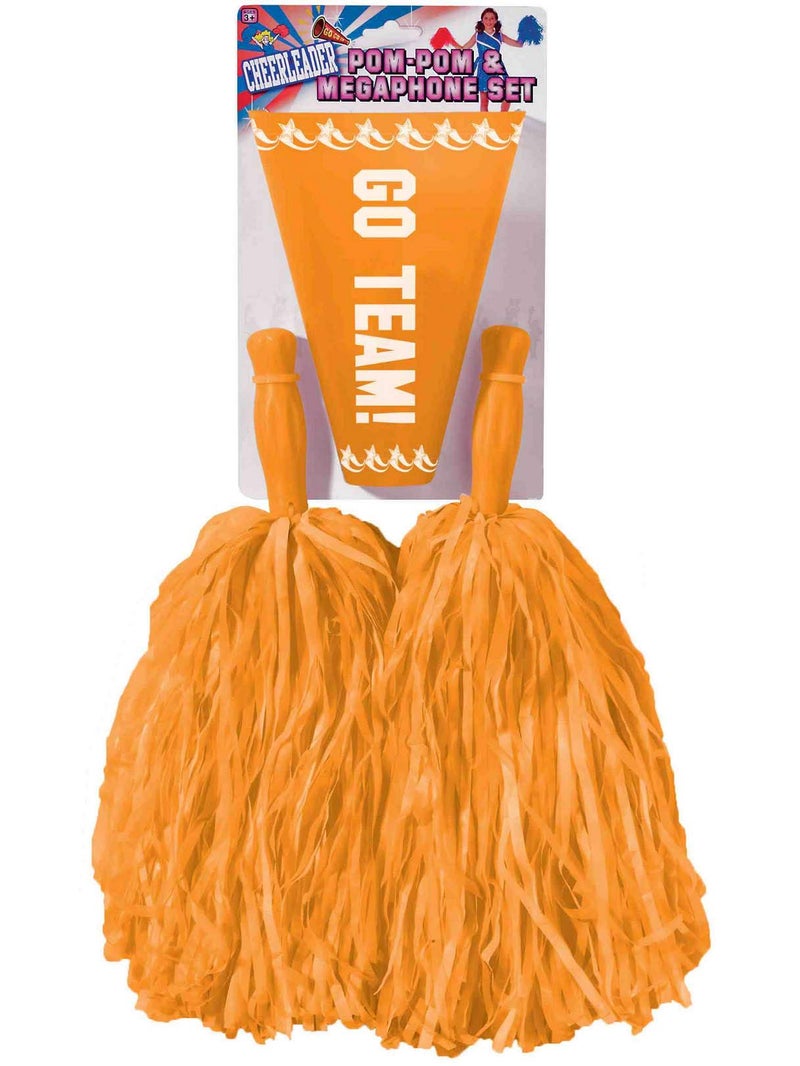 Forum Novelties Cheer Pom & Megaphone - Orange - Image 1